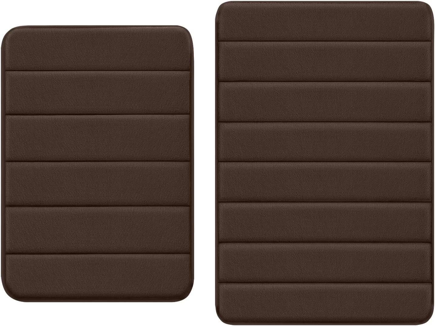 Buganda Meomry Foam Bathroom Rugs 2 Pieces, Bath Mat Size 24 x 16 and 30 x 20 in Brown, 2 Item Bundle