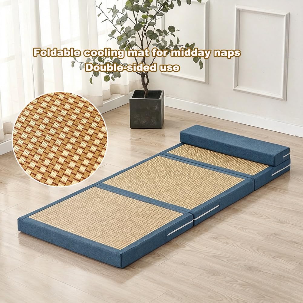 Artiz Colchón De Tatami Tradicional Japonés, Colchón De Suelo Plegable De 3 Pulgadas De Grosor, Esterilla De Meditación De Fibra De Coco Natural para El Suelo, Yoga O Sala De Té.