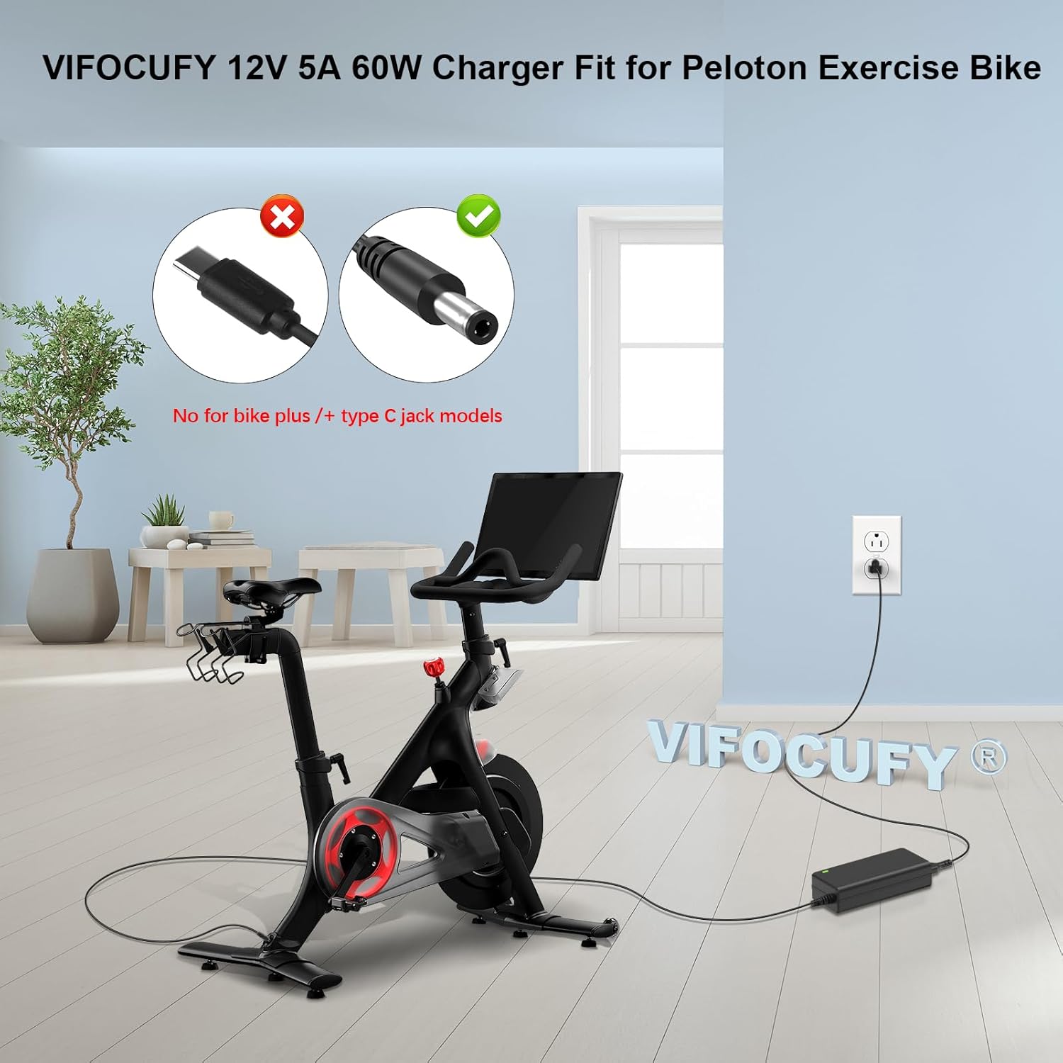 Power Cord for Peloton Exercise Bike 12V 4.17A Power Supply Charger Replacement UL Listed AC Adapter for Peloton PLTN-RB1V1 PLTN-RB1VO PLTN-RB1VQ ATS050TP121