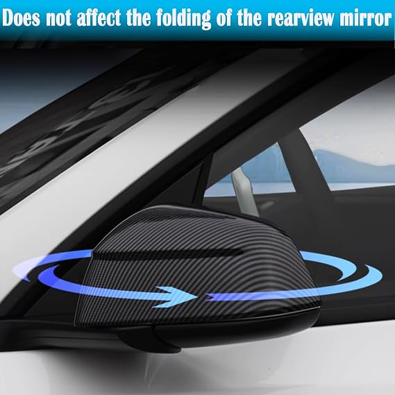 YHCDSEA Rearview Mirror Guard Cover for Tesla Model Y Juniper, Side Mirror Cover Exterior Accessories fit for Tesla Model Y Juniper 2025 (Matt Carbon Fiber Pattern)