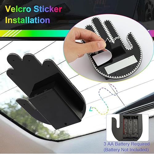 Miniatura 7 de LECART Luz de gestos de coche de 7 colores, luz LED de mano con control remoto, luces de dedo para automóvil, colorida y divertida iluminación de