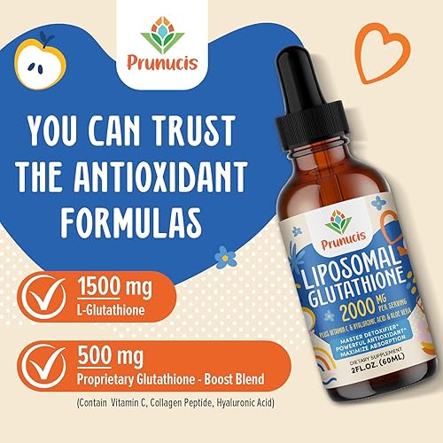 Miniatura 5 de Líquido de glutatión liposomal de 2000 MG, 98% de absorción, suplemento líquido de glutatión, forma activa L-glutatión, potente antioxidante sin OMG