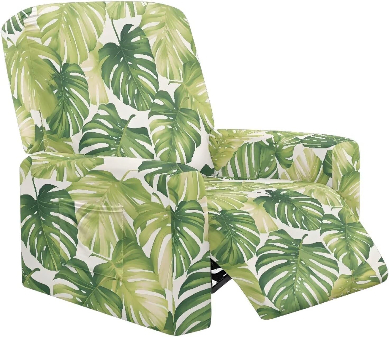 Recliner Chair Cover Sofa Slipcover Waterproof Reversible Chair Couch Cover Washable Furniture Protector with Straps for Dogs Pets, Monstera