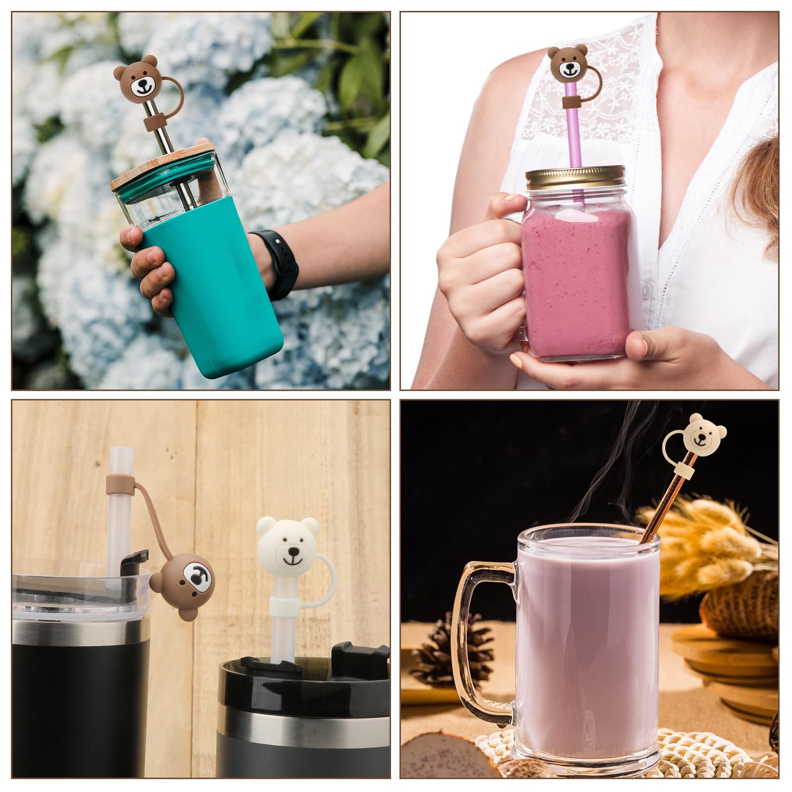 12 Stück Trinkhalm-Aufsatz-Abdeckungen Für Stanley Becher – Silikon, Wiederverwendbar, Für 10 Mm Strohhalme, Sommerliche Designs
