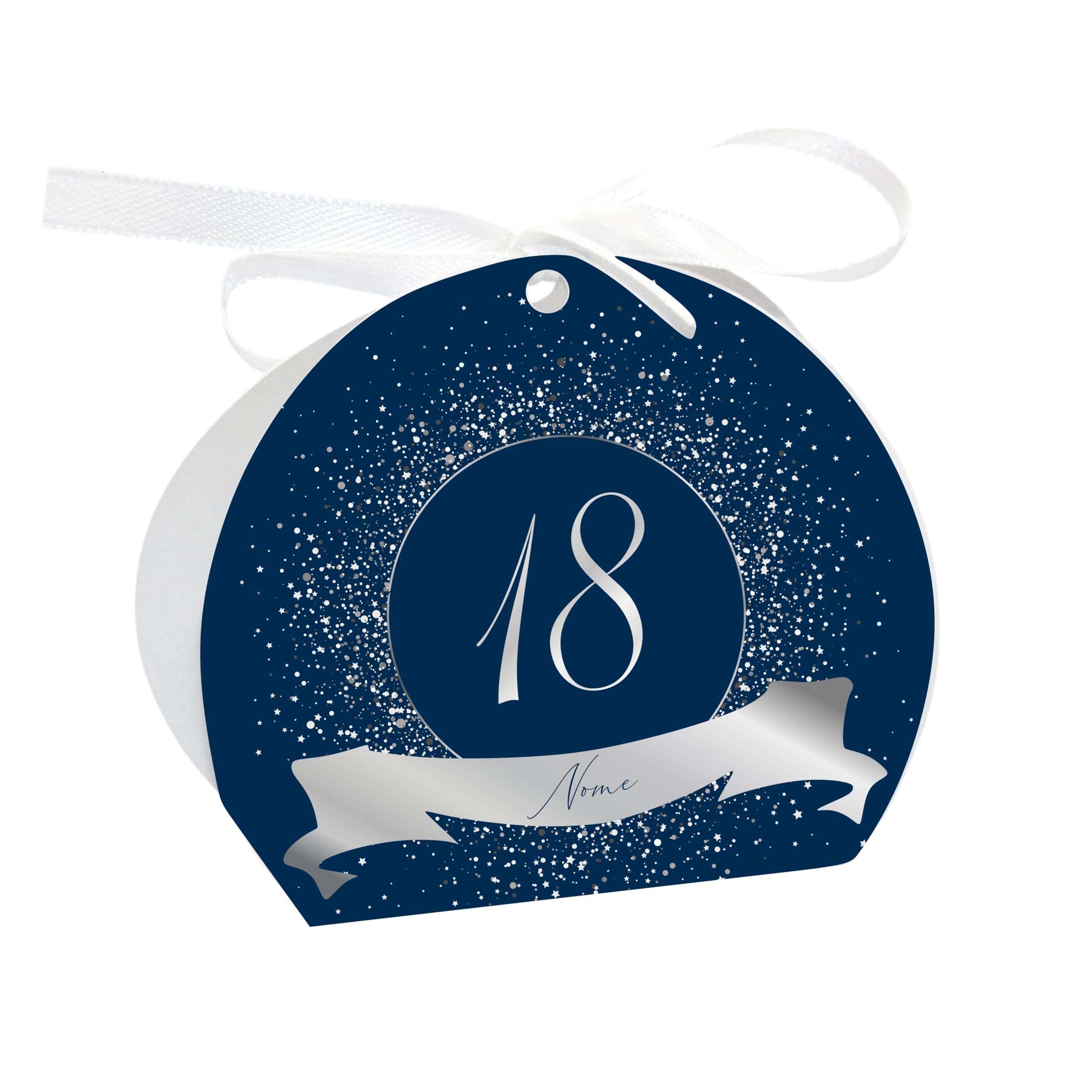 Social Crazy Scatole Portaconfetti per Compleanno Personalizzate - 18 ANNI BLU - Scatoline Bomboniere compleanno con nastrino personalizzato MADE IN ITALY (Pz. 84)