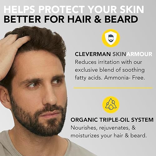 Miniatura 7 de Cleverman Kit de tinte para cabello y barba marrón oscuro para hombres, cobertura de canas de aspecto natural, calidad profesional, sin amoníaco