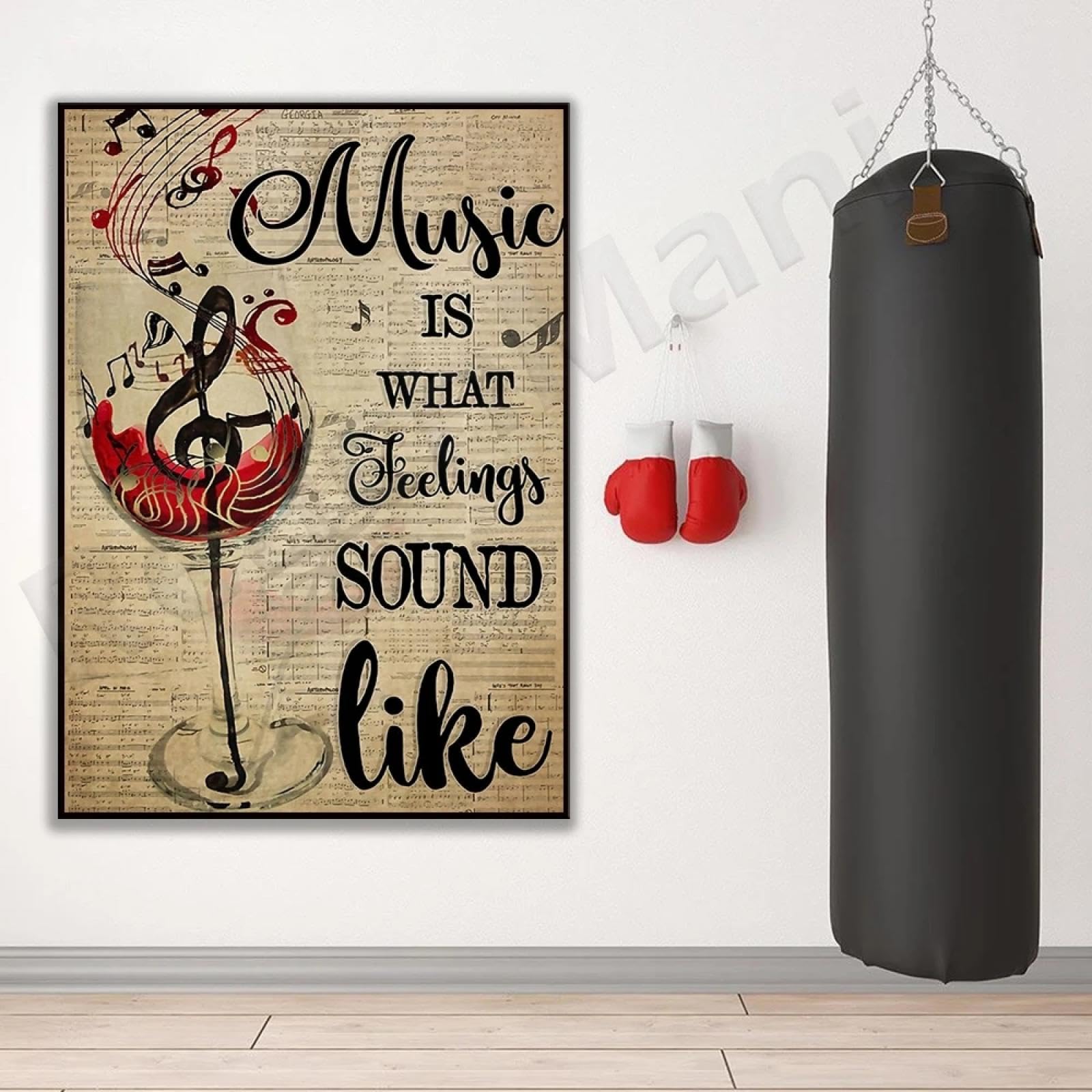 MAIMANG Poster musicale per amanti del vino e della musica È ciò che suonano i sentimenti Poster per sala concerti con cornice 60x90cm