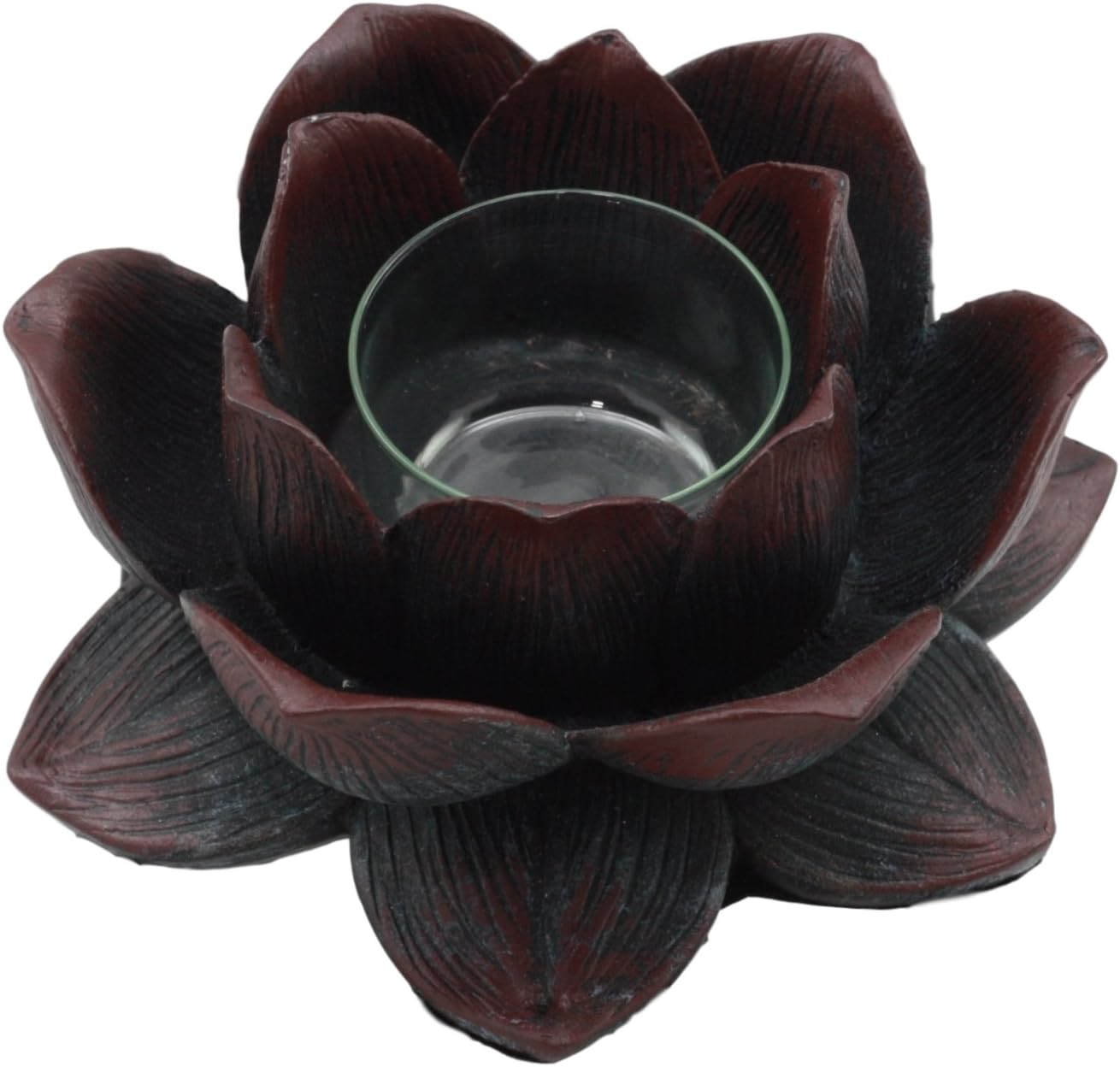 Ebros Blossoming Lotus Flower Tea Light Candle Holder Statue 4.5" Wide Feng Shui Zen Buddha Yoga Padma Altar Decoration Figurine Meditation Lotus Votive Holder (Bronze Patina)