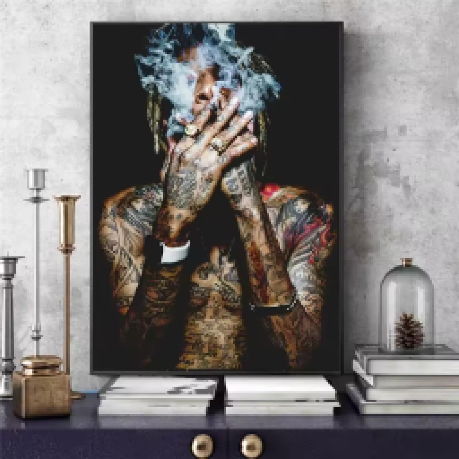 BMGKYAGL Stampa su tessuto di musica rap hip-hop, poster, quadri da parete per soggiorno, decorazione su tela, poster e stampe, cornice 60x80cm