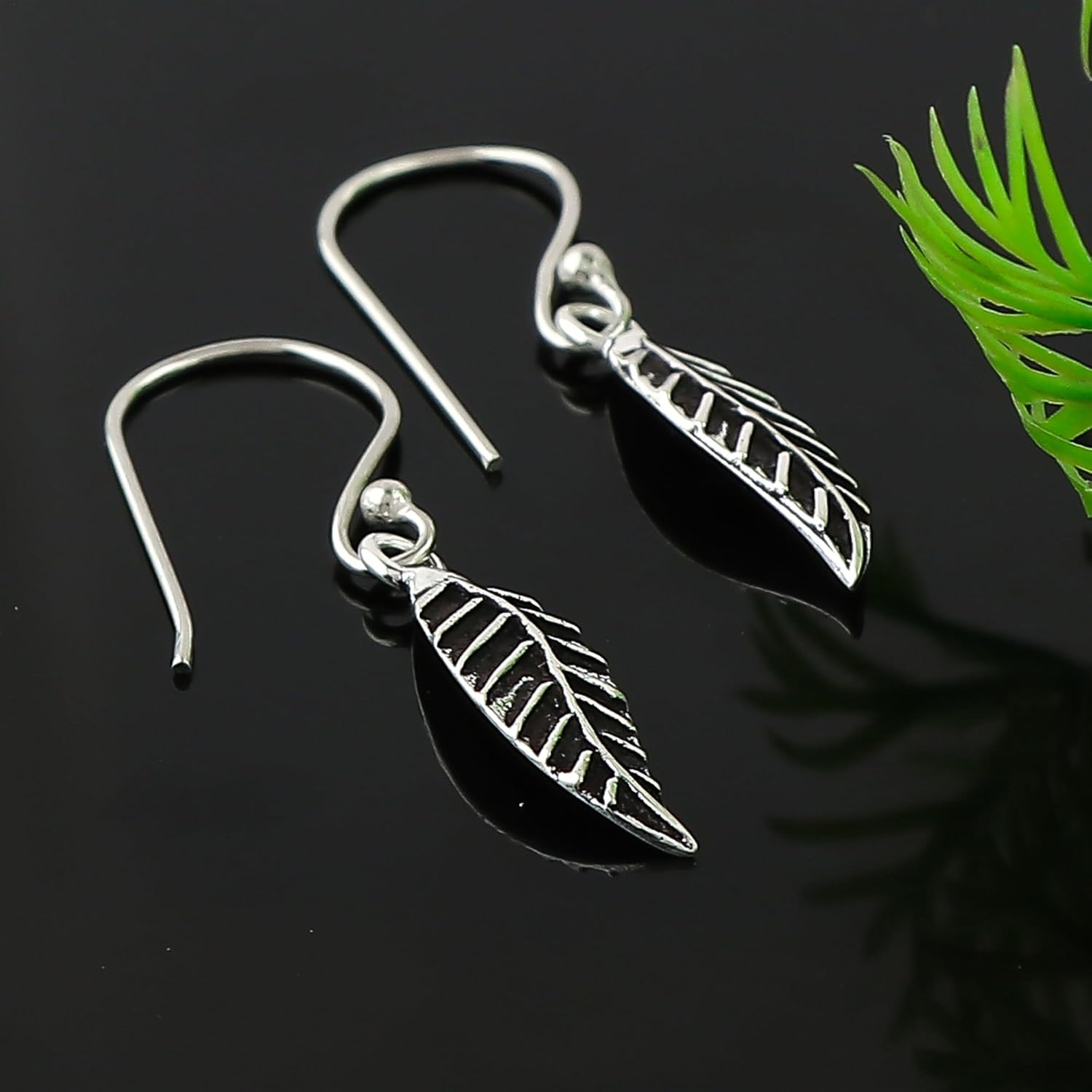 Oxidized 925 Sterling Silver Earrings, Leaf Filigree Earrings for Women, Dangling Boho Fashion Handmade, Elegant Statement, Silver Jewelry, Wedding Earrings, Gifts for Her - Image 2