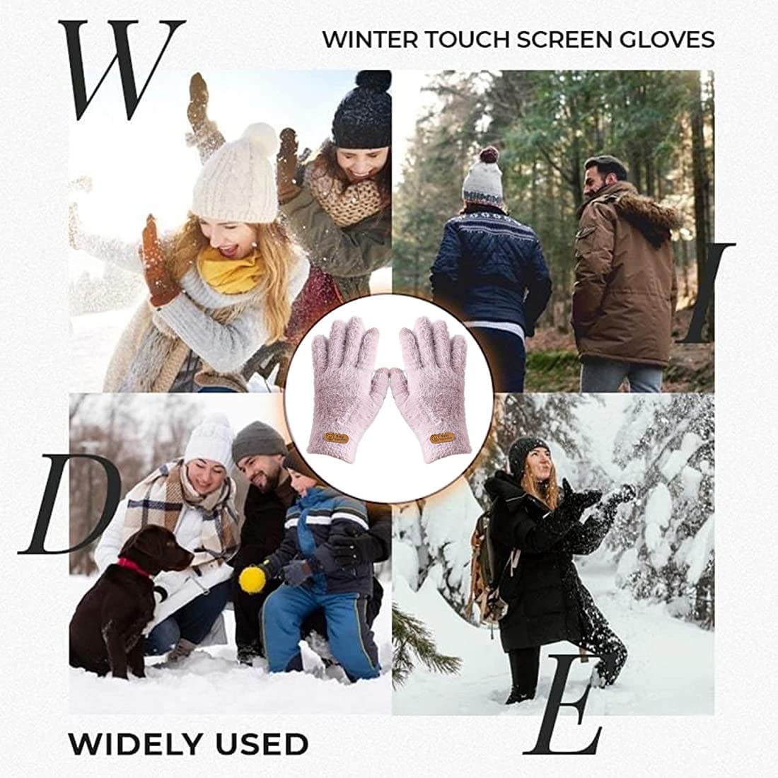 CREATURE Women's Winter Touchscreen Warm Fleece Furry Elastic Cuff Winter Gloves (PURPLE) - Image 3 thumbnail