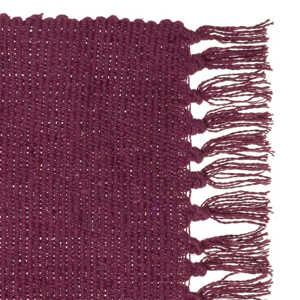 LOLAhome - Set de 3 alfombras de Flecos en algodón Natural de 50x80 cm Colores Burdeos y Mostaza. Tejido Artesanal de Temperatura Neutra Que Ofrece Confort y Estilo en Cualquier Estancia.