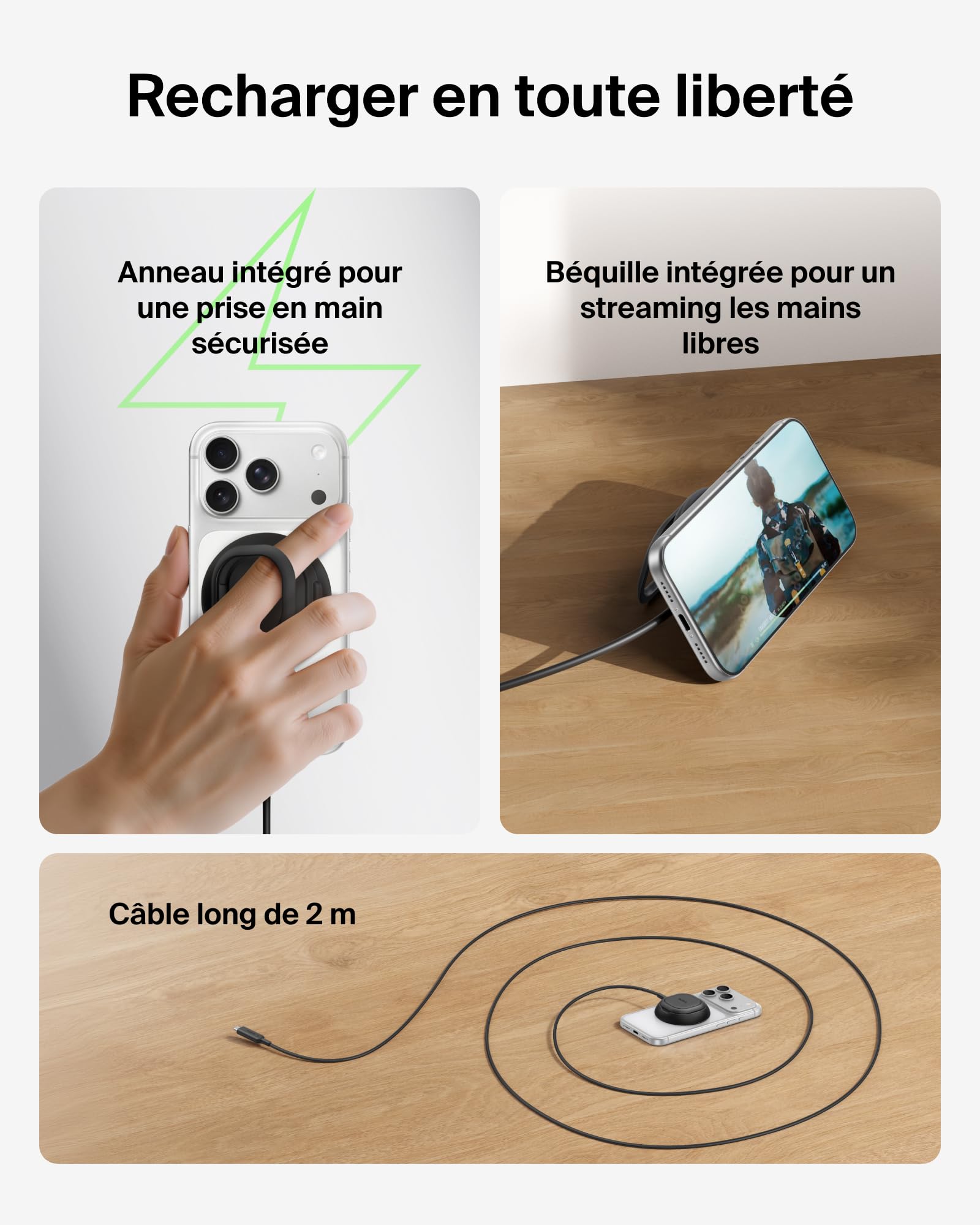 Belkin BoostCharge Pro magnetische draadloze autolader met Qi2 15 W, MagSafe -compatible lader voor Qi2, oplader auto, ventilatieroosterhouder voor iPhone 16, 15, 14, 13, en 12 Series - Grijs