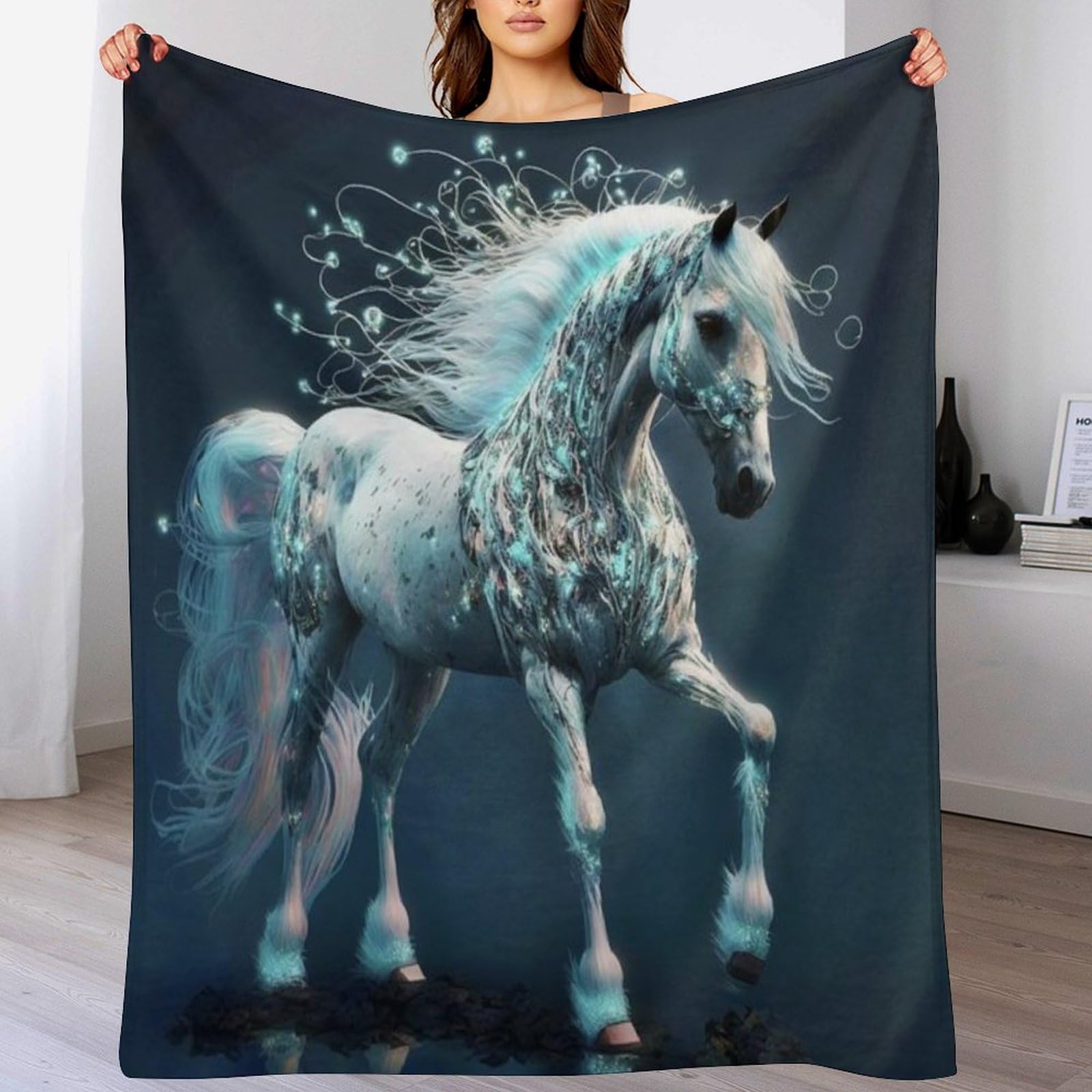 Manta de franela para el frio ligera de caballo de 130x180 cm para evitar mantas pesadas