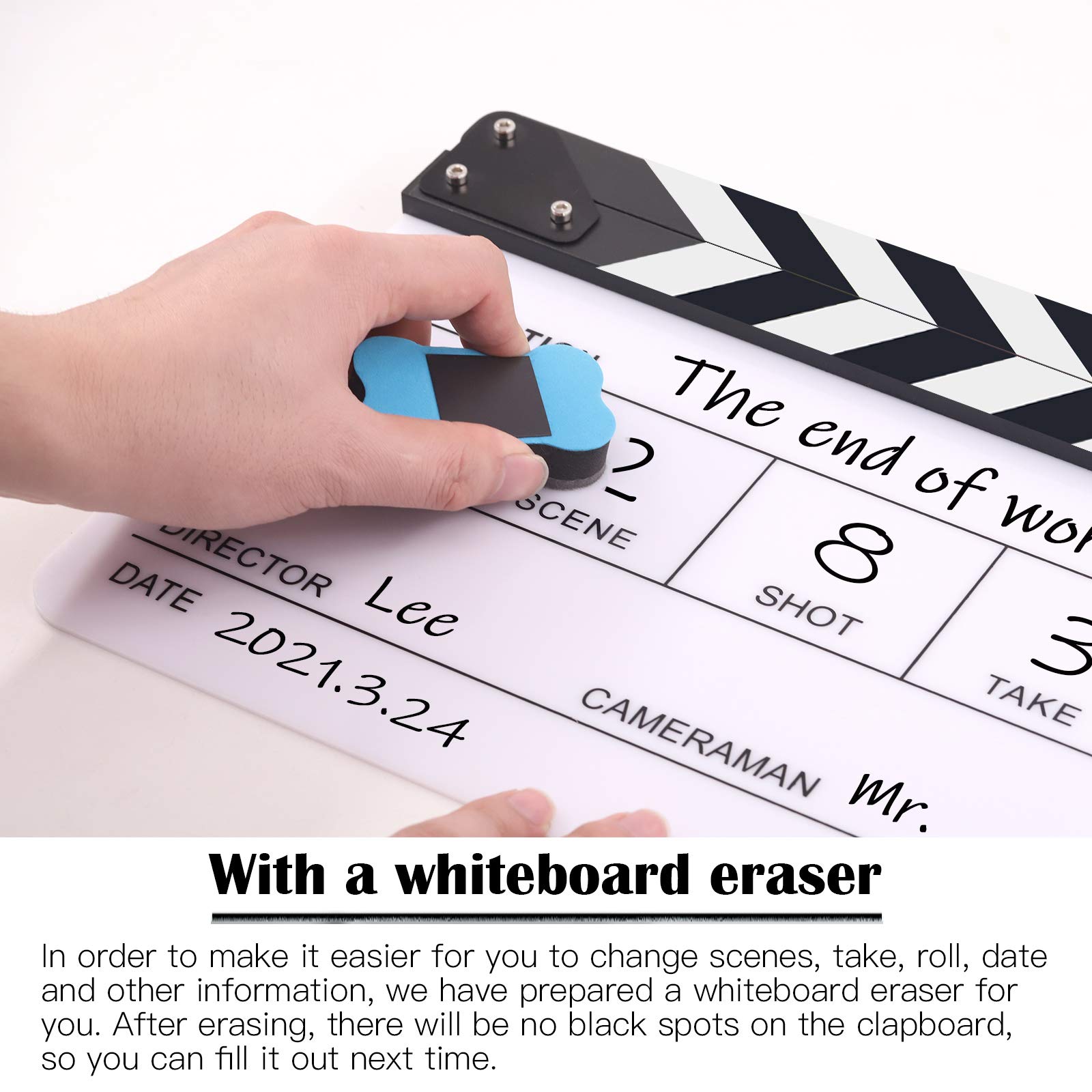 Set Ciak Acrilico Per Registi - 25,4x30,5 Cm Con Pennarelli, Gomma E Chiave Esagonale - Foto 5