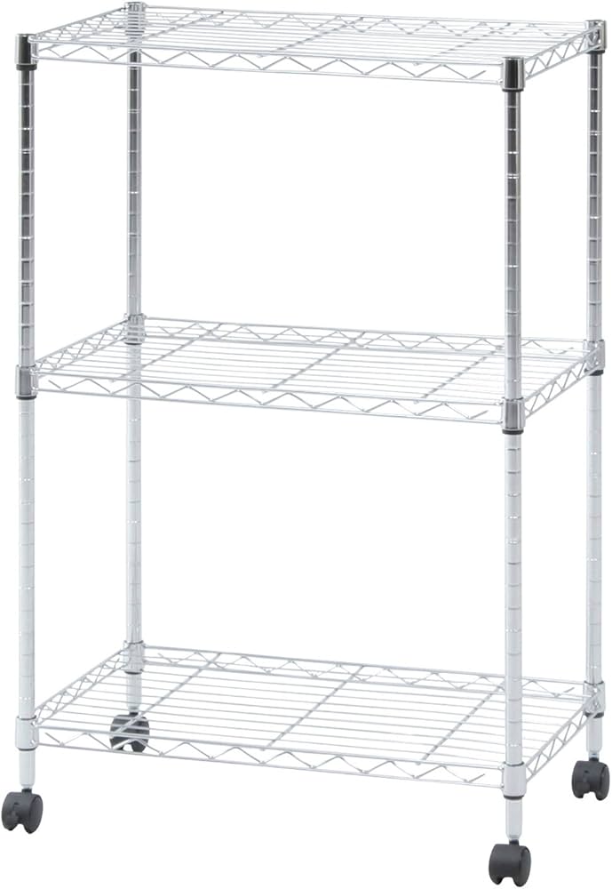 Amazon｜不二貿易 メタルラック 3段 幅60cm クロムメッキ キャスター