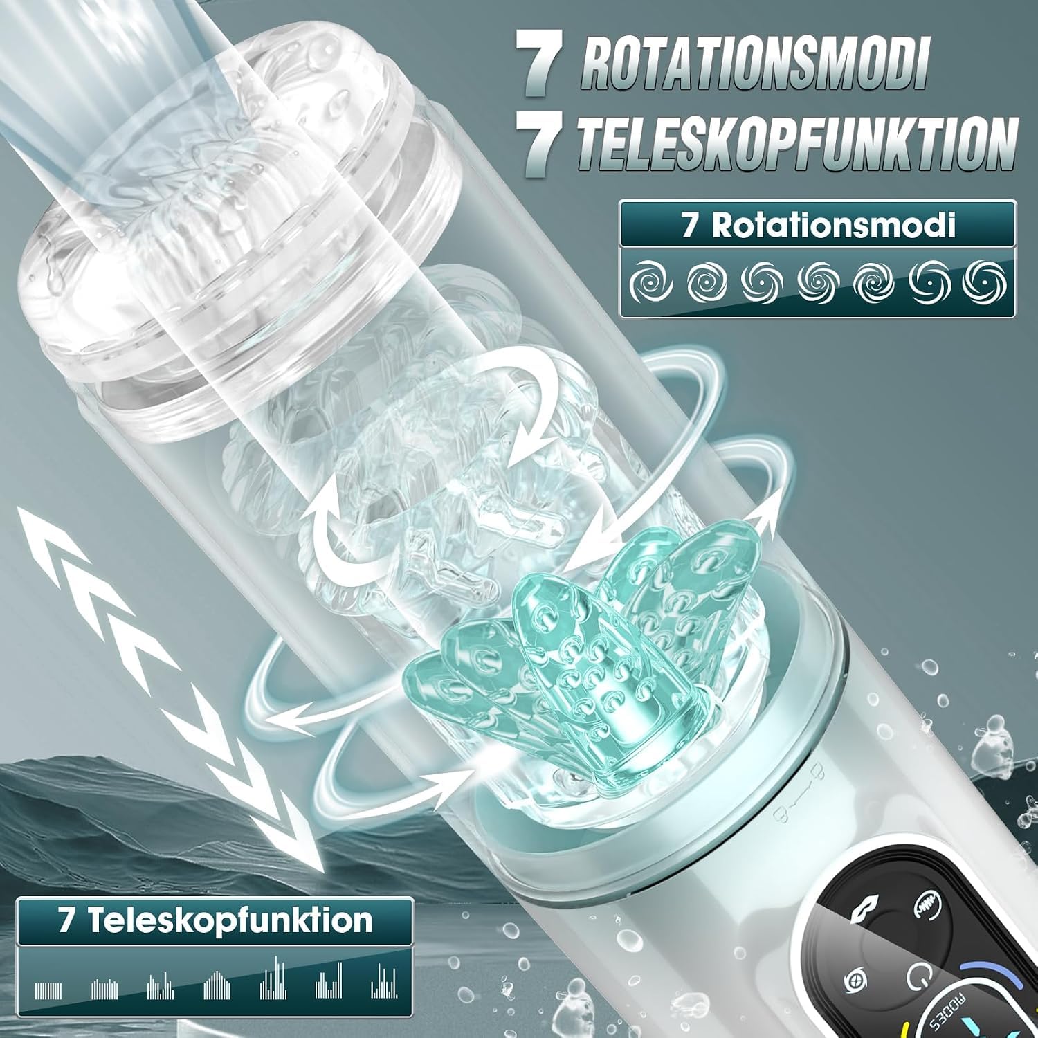 Elektrischer Sex Spielzeug für die Männer Masturbator, Masturbieren für Männer 7 Rotieren & Teleskop & Saugen & Vibrieren Sexspielzeug für die Paare, Sex Toys Taschenmuschi Masturbatoren Blowjob