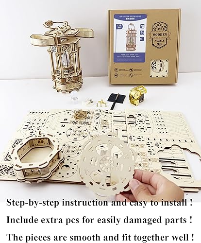 Miniatura 7 de Rompecabezas 3D para adultos, rompecabezas de madera, kit de modelo de linterna para adultos, regalo único, decoración de escritorio estética con