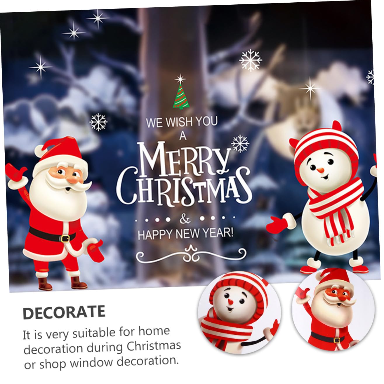 BESTonZON 4stücke Teiliges Weihnachtsglas Fensterdekoration Cartoon Weihnachtsmann Einfache Anwendung Abnehmbar Bunte Aufkleber Für Festliche