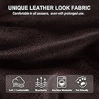 Vista 106 de Fundas para sillas reclinables con aspecto de cuero, funda elástica de 4 piezas, funda suave para silla reclinable, protector de muebles lavable