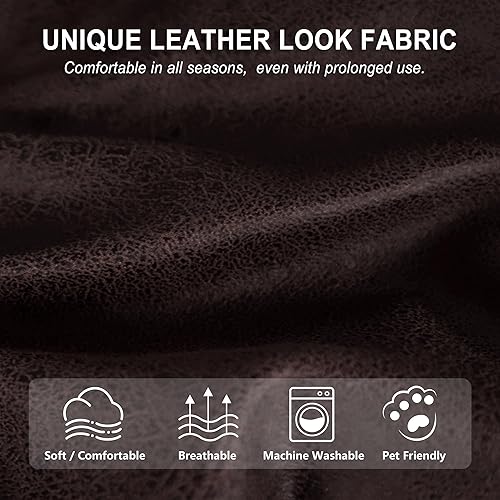 Miniatura 106 de Fundas para sillas reclinables con aspecto de cuero, funda elástica de 4 piezas, funda suave para silla reclinable, protector de muebles lavable