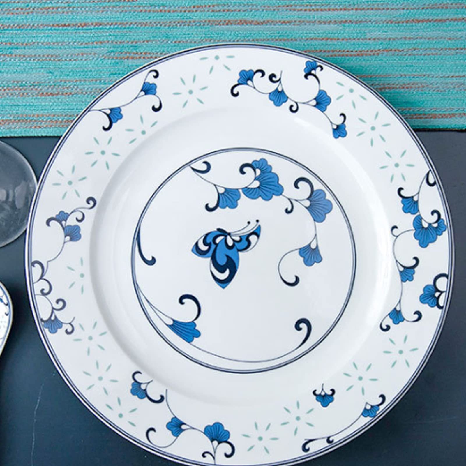 Zestaw Naczyń Ceramicznych W Stylu Retro, Piękny Zestaw Porcelany W Kolorze Niebieskim I Białym, Idealny Na Domowe Przyjęcie, Wesele, Hotel, Boże Narodzenie