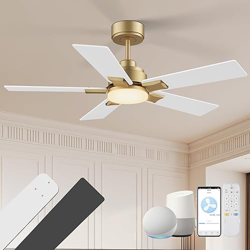 Miniatura 13 de Ventiladores de techo de 52 pulgadas con luces, ventilador de techo inteligente con luz y control remoto Alexa, aplicación, modernos ventiladores de