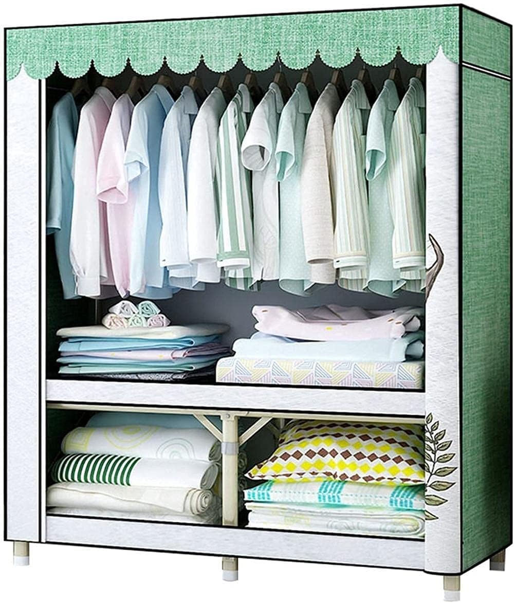 Bedroom Wardrobe Portable Metal Foldable Wardrobe Folding Partition Storage Box 160 110 45CM Clothes Rack (Color : C Size : 160 110 45CM) (C 160 * 110 * 45CM)