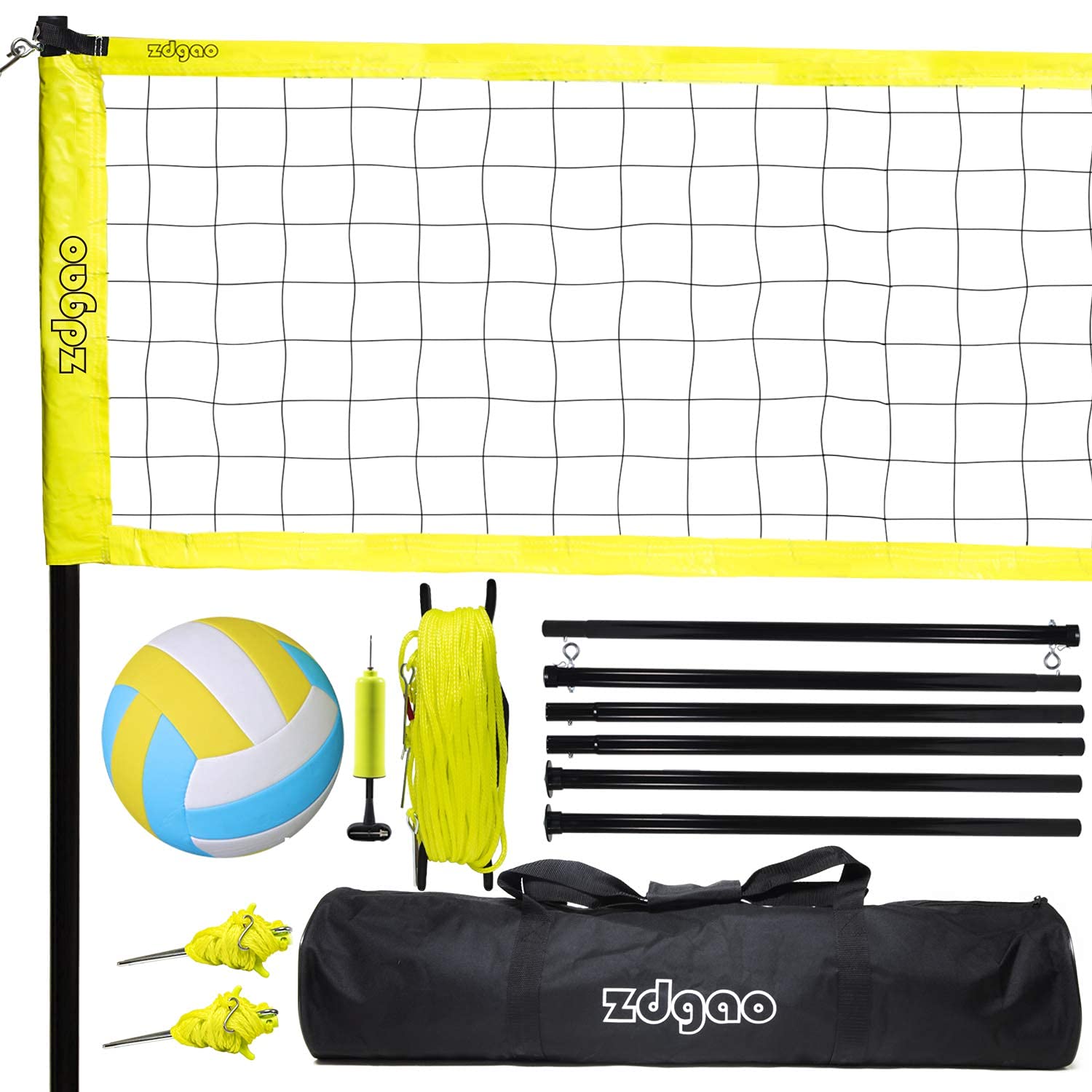 Zdgao Outdoor Portable Volleyball Net System Adjustable Height Poles