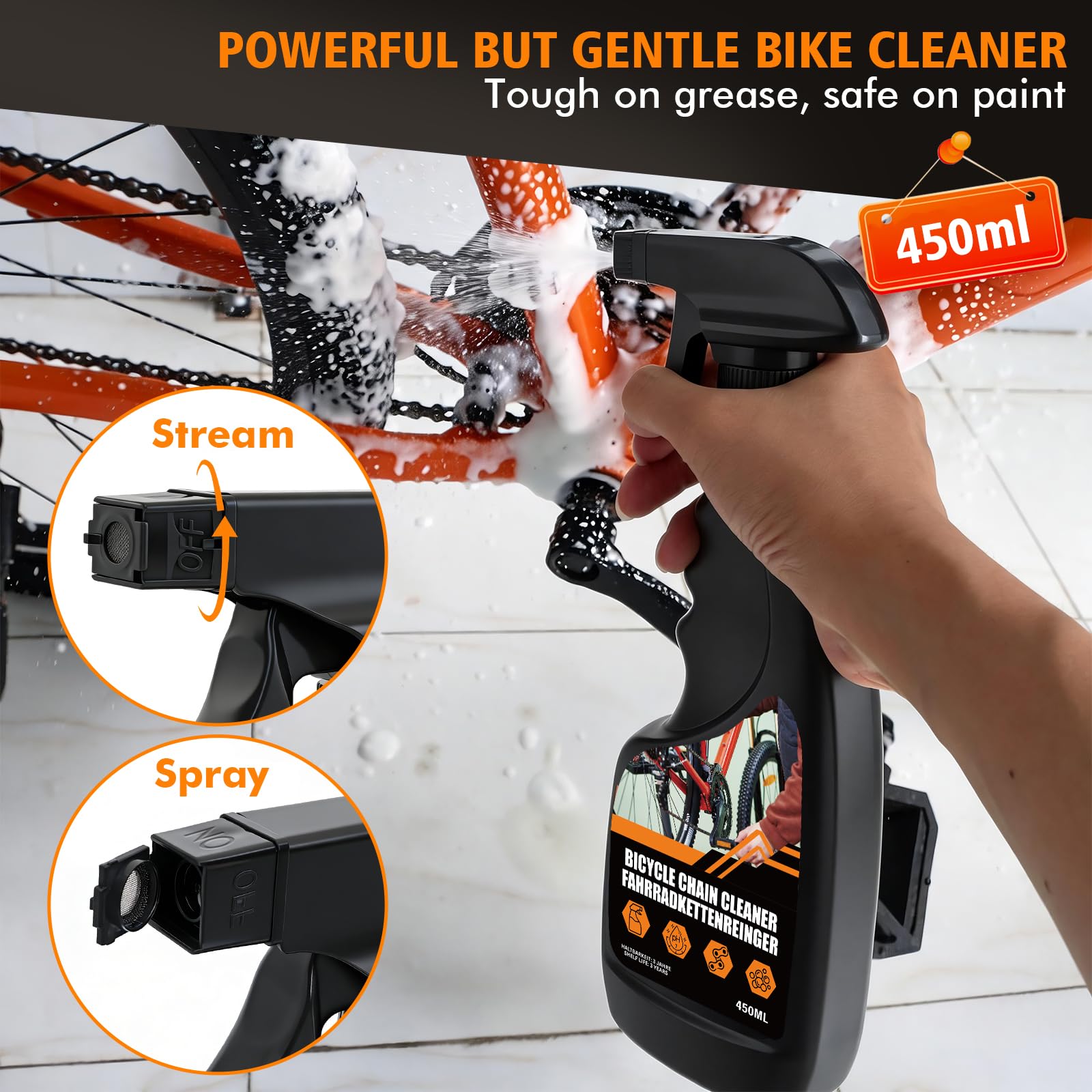 Zestaw do czyszczenia łańcucha rowerowego, zestaw do czyszczenia roweru z 450ml środka do czyszczenia łańcucha rowerowego i 120ml oleju do łańcucha rowerowego, zestaw do czyszczenia łańcucha