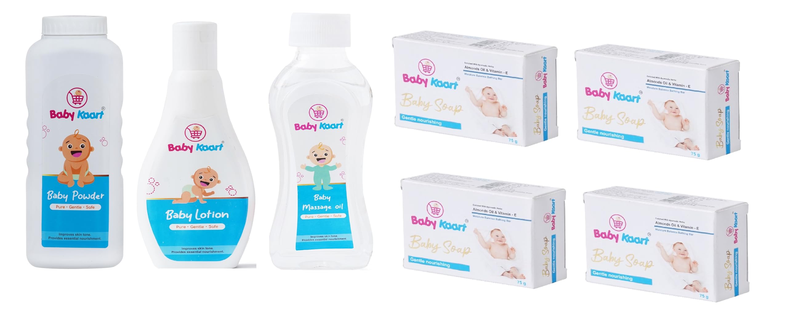 Baby Kaart Baby Care Kit | Baby Powder, Baby Lotion, Baby Massage Oil & Baby Soap (Pack Of 4) | Baby Grooming Kit for New Born Baby-image-1