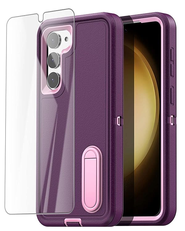 AICase for Samsung Galaxy S23 Case Built-in Kickstand with Glass Screen Protector,Heavy Duty Drop Protection Full Body Rugged Shockproof Military Protective Tough Durable S23 6.1"_4 by AICase - Used condition - US$8.50