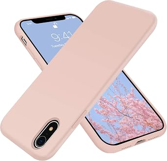 OTOFLY Compatible with iPhone XR Case 6.1 inch,[Silky and Soft Touch Series] Premium Soft Liquid Silicone Rubber Full-Body Protective Bumper Case for iPhone XR Pink Sand