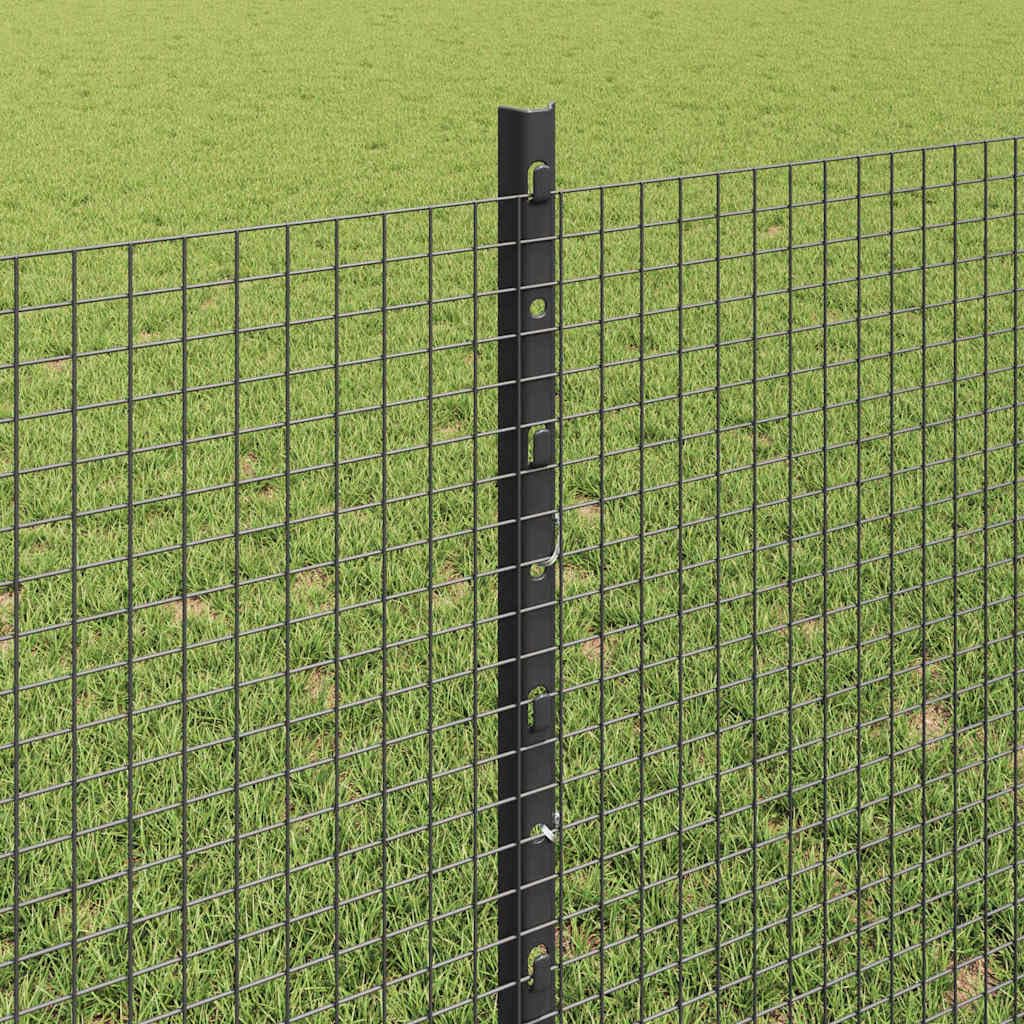 Ogrodzenie ze słupkami, kolor szary, ze stali i PCW, malowana proszkowo, odporna na warunki atmosferyczne, mata siatkowa, 10000 x 2,7 x 80 cm, ochrona prywatności, ogrodzenie ogrodowe na taras