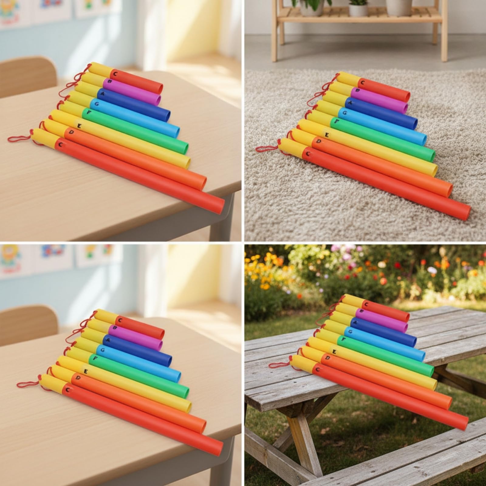 kowaku Children Percussion Tube Set Diatonico a , Strumento A Percussione Orff, Set Di 8 Tubi Sonori Con Cordino, Ideale Per L Educazione Musicale Nella Scuola Dell Infanzia