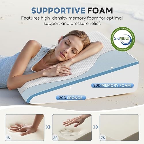 Miniatura 3 de Juego de almohadas de cuña para después de la cirugía, almohada corporal para adultos, almohada de cuña de cama para cabecera para apnea del sueño y