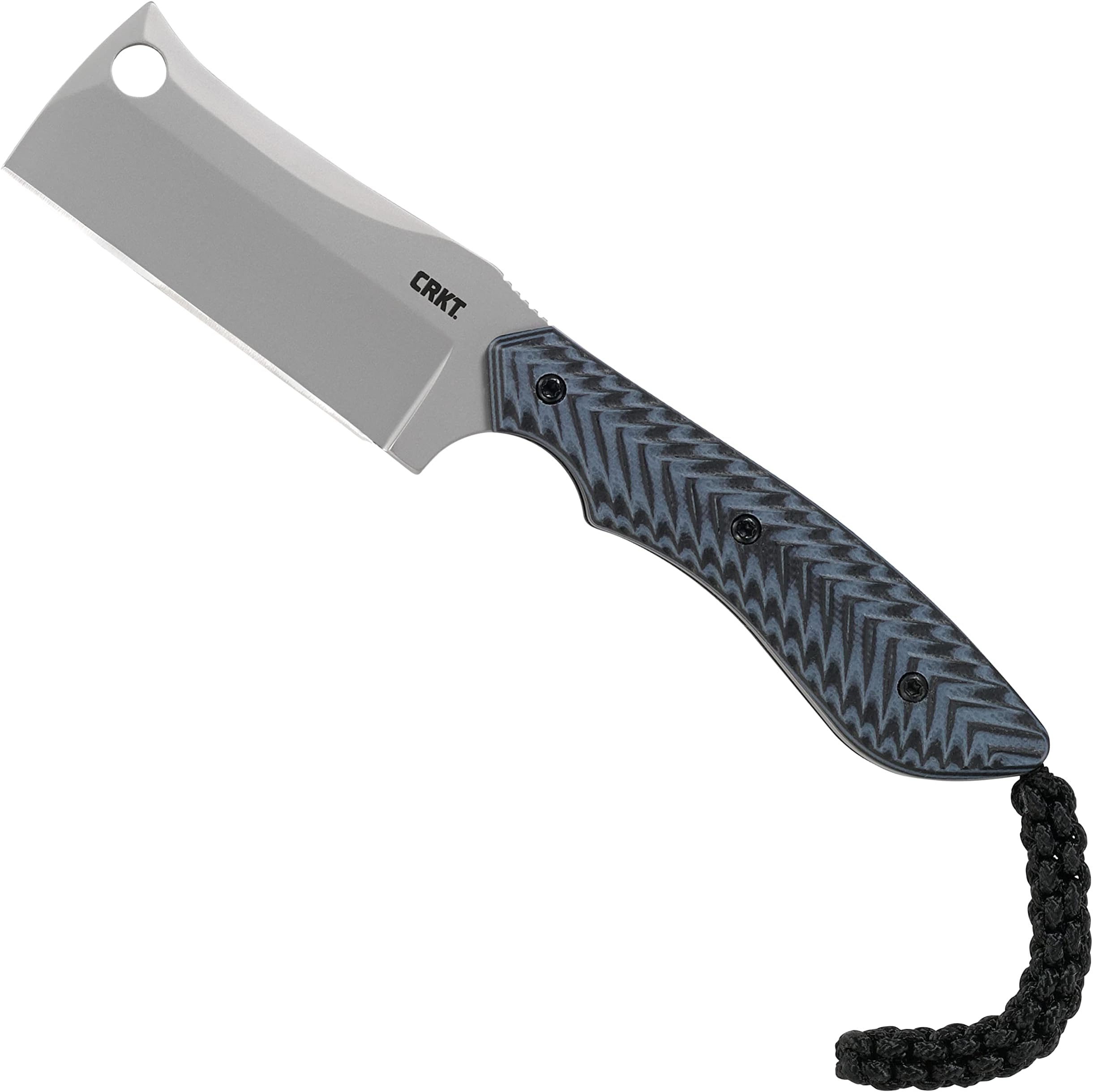 P.E.C. Fixed Blade Knife with Sheath: Compact Bead Blast Cleaver, Textured G10 Handle, Nylon Sheath with Lanyard and Belt Loop Satin Blade / G10 handle / 2398