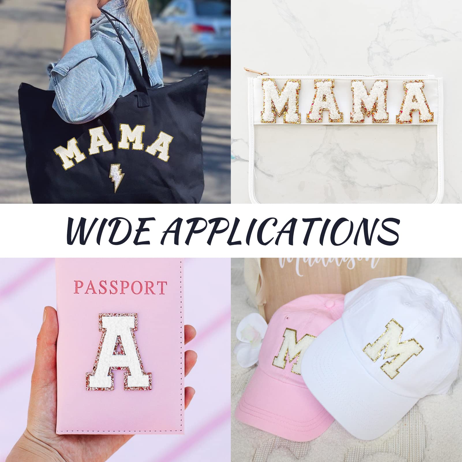 Parches de letras termoadhesivas para ropa de mamá, parche bordado de felpilla para reparar ropa, sombreros, camisas, zapatos, jeans, bolsas, manualidades