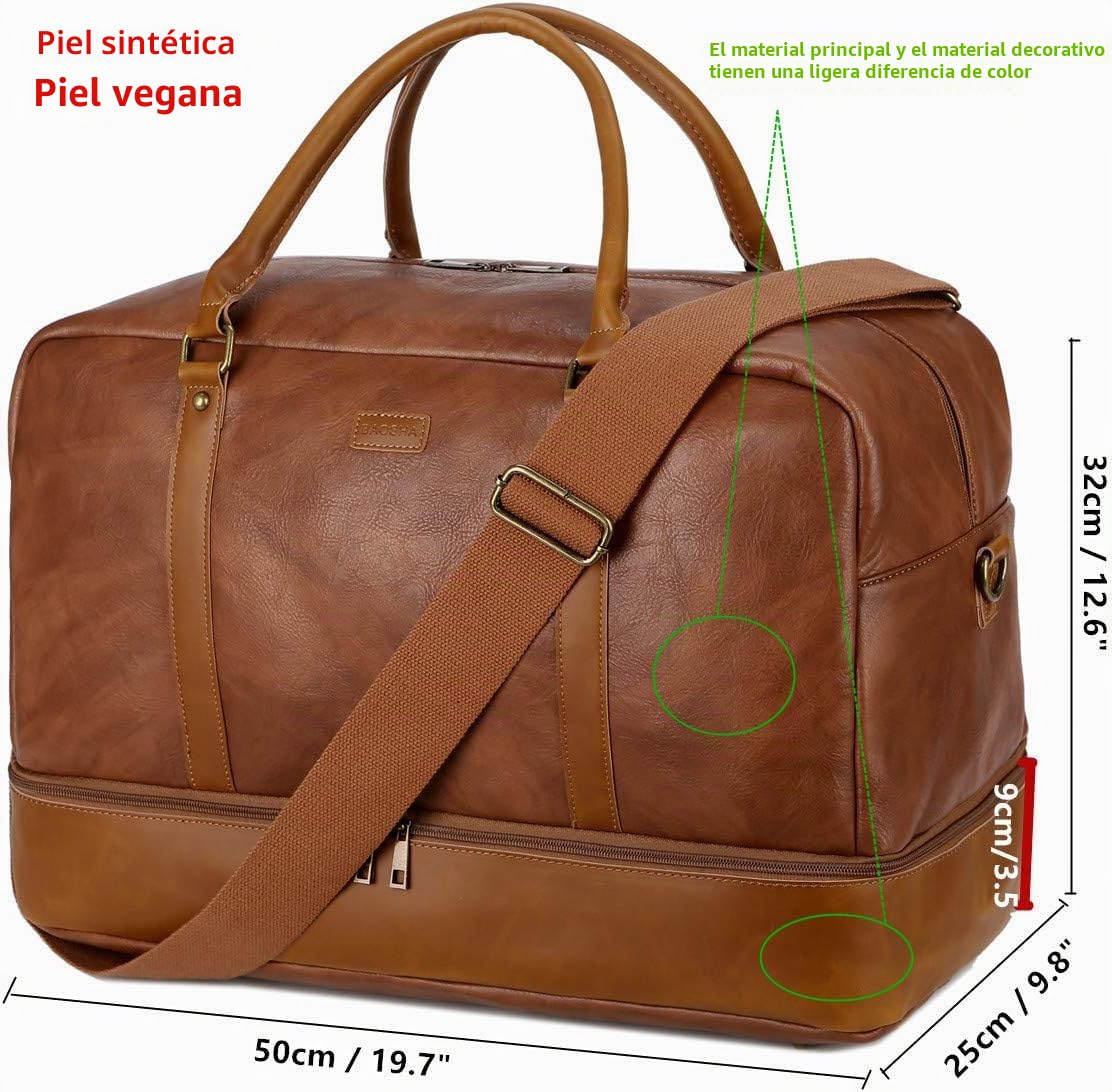 BAOSHA Bolsa de Viaje Grande de Piel sintética – Equipaje de Mano – Bolsa de Viaje – Bolsa de Fin de Semana con Compartimento para Zapatos para Hombre y Hombre – HB-38