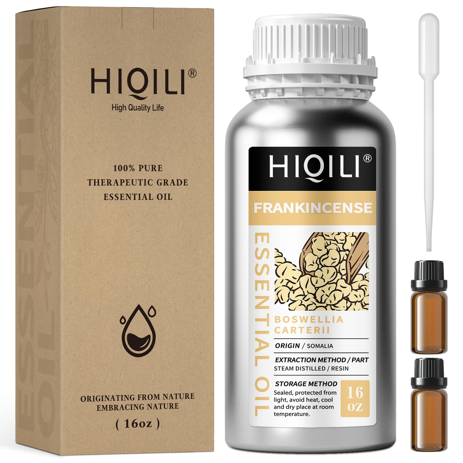 HIQILI 16 Fl Oz Frankincense Essential Oil, for Massage Skin Care, Diffuser, Aromatherapy, 100% Pure Undiluted