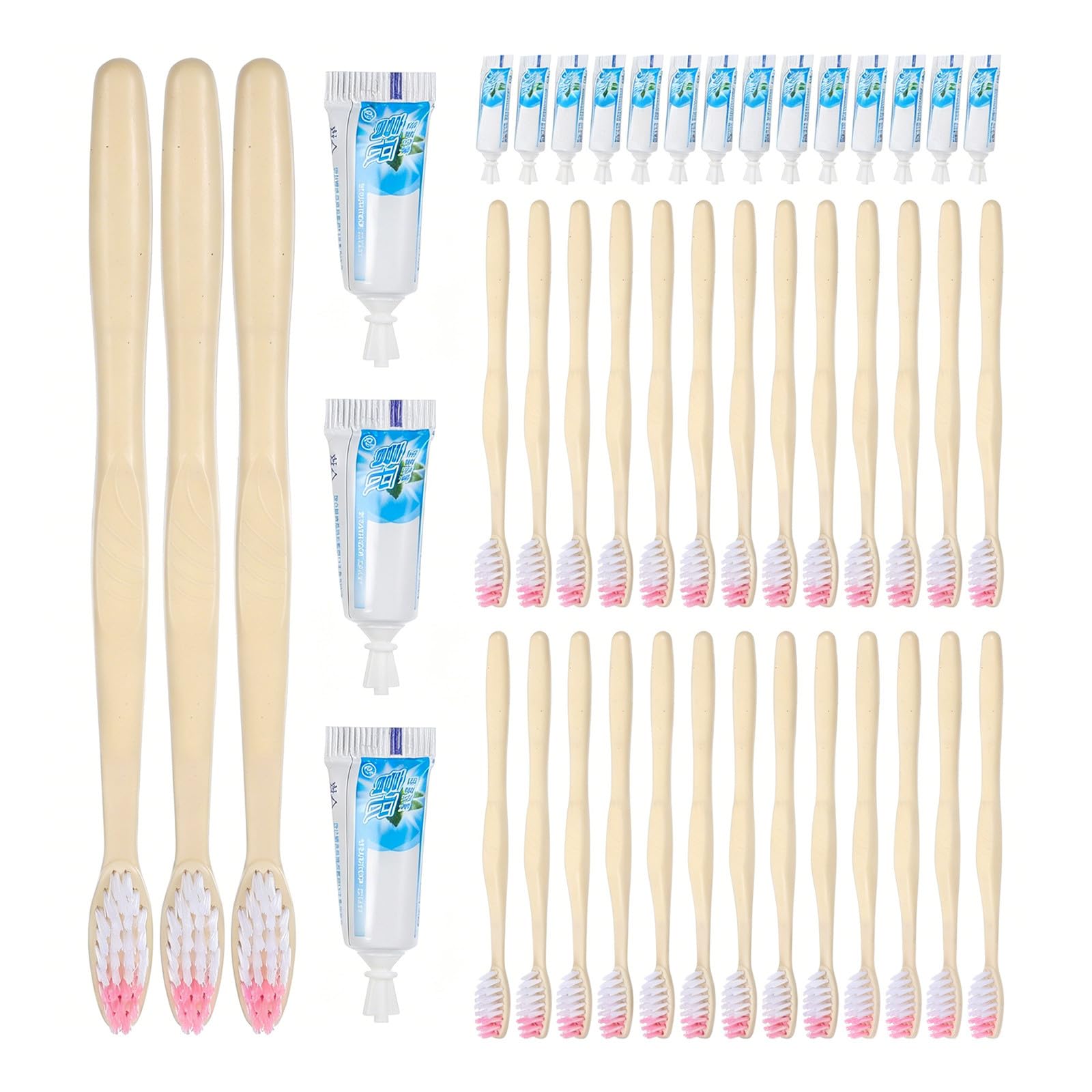 STOBAZA Set da 100 Spazzolini da Denti Manuali Monouso Confezionati Singolarmente in Plastica con Dentifricio, Portatile per Viaggi e Hotel Stili multipli