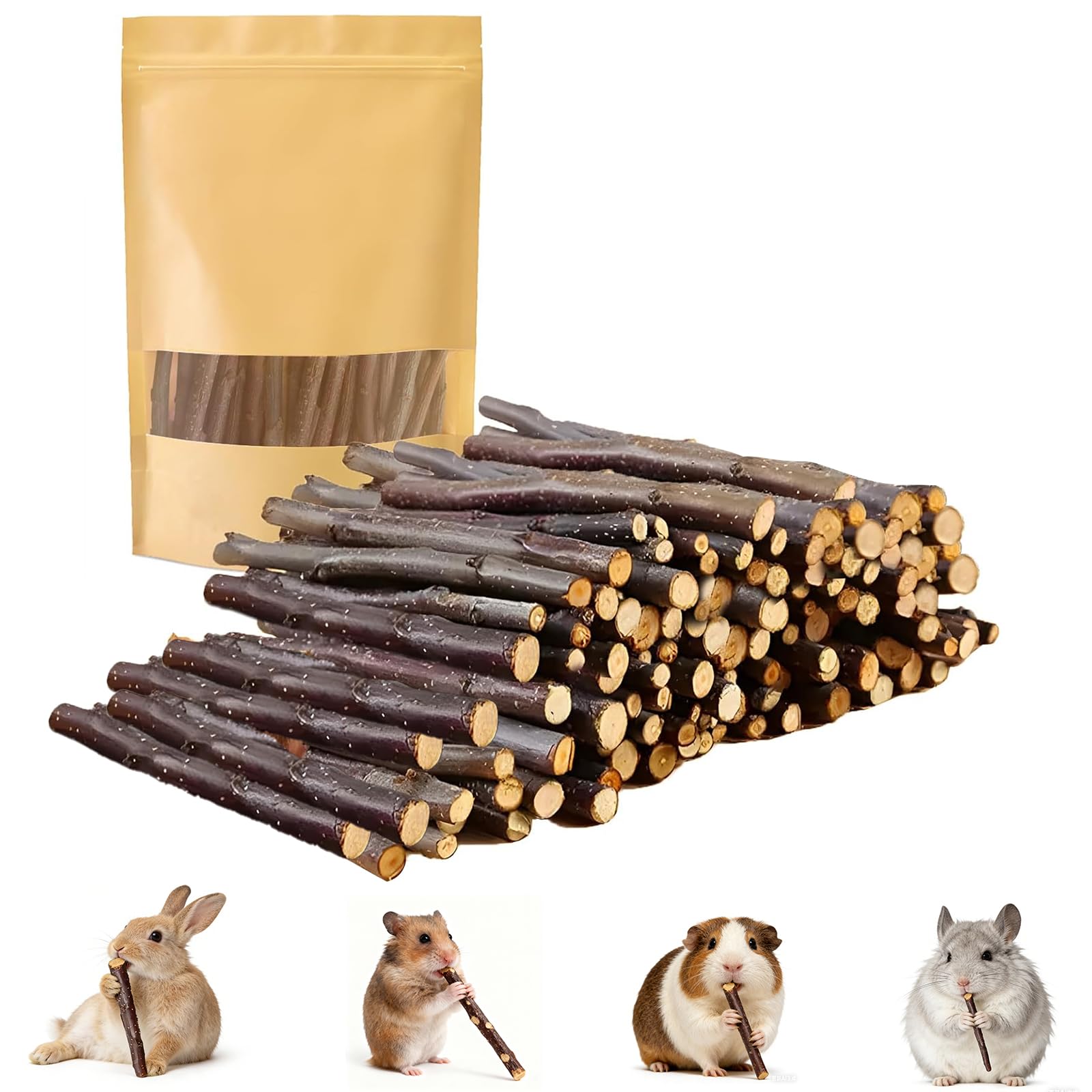 GoHoKi 100g Apple Sticks For Chinchillas: Natural Apple Wood Chew Treats Toys - Teething Sticks for Rabbits/Guinea Pig/Hamster/Gerbil/Degus โ image 1