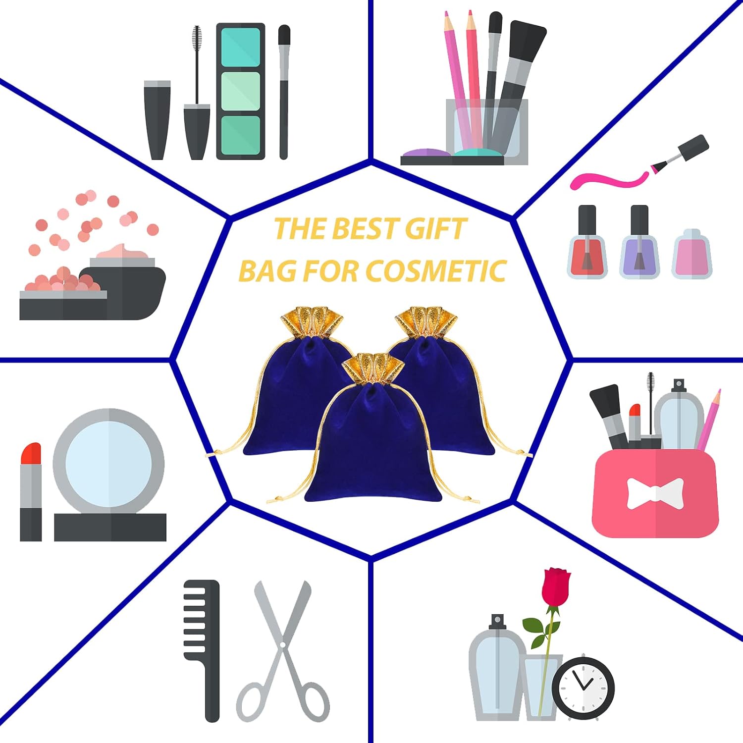 Frienda 30 Pcs Small Velvet Bags Drawstrings Gifts Bags 6 x 5 Inch Jewelry Pouches Drawstring Candy Bag Party Favors Gifts Present Pouch for Women Holiday(Blue) - Image 5