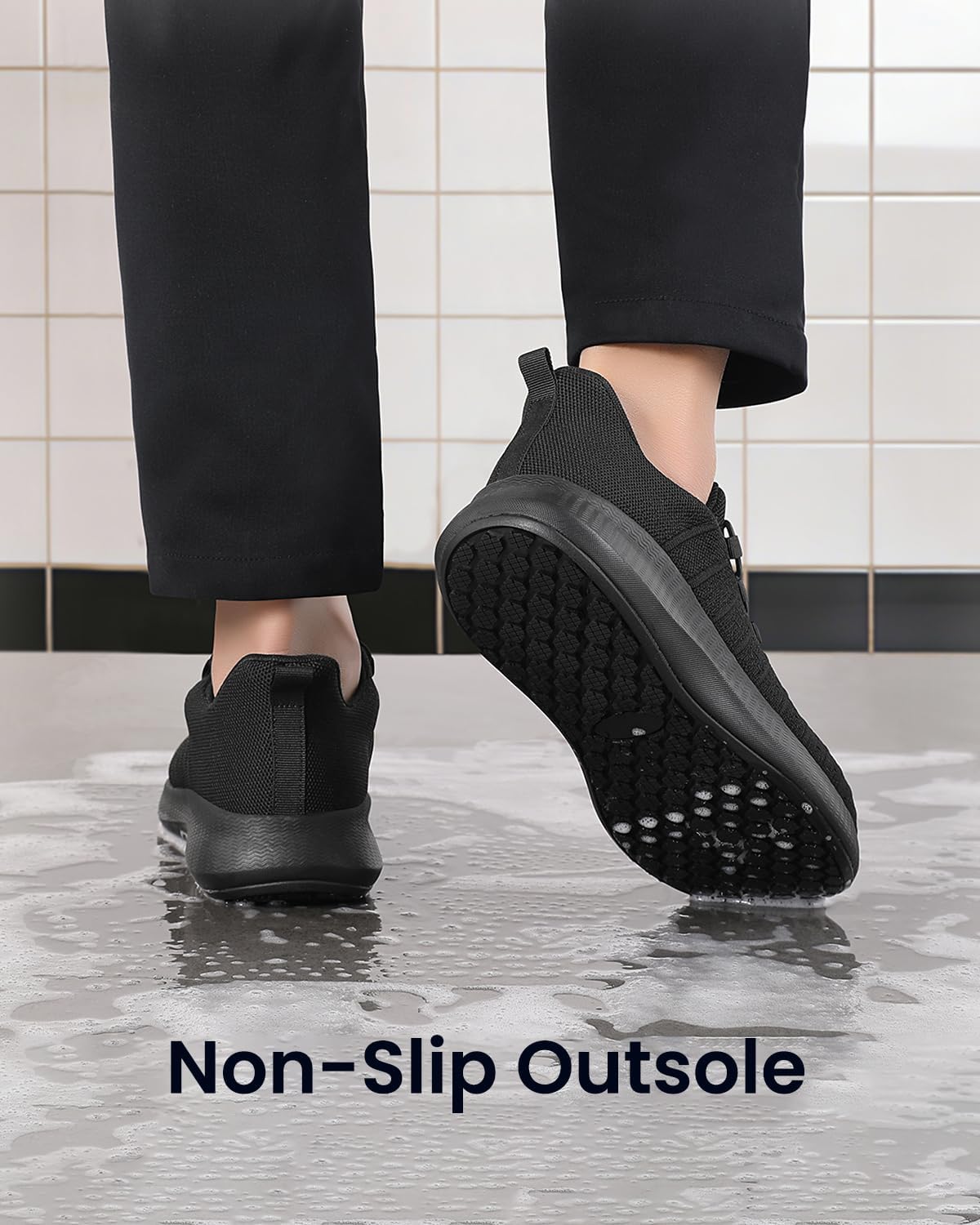 VikoViren Non Slip Work Shoes for Men Slip on Restaurant or Food Service Shoes Breathable Lightweight Water Resistant Walking Sneakers for Chef Kitchen Footwear - Image 2