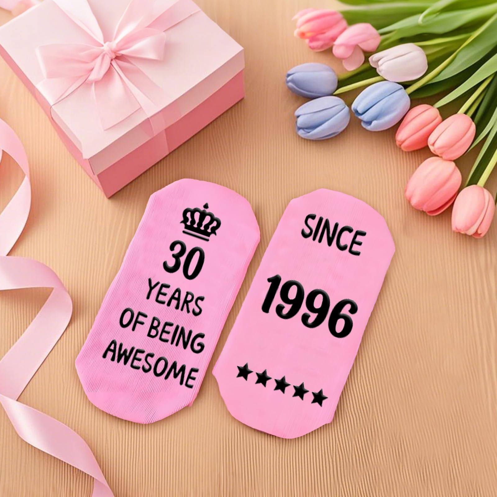 Funny 30th Birthday Gifts for Women – Retro Water-Resistant Makeup Bag, Personalized Socks & Inspirational Keychain, Cute 30th Birthday Gift Set for Bestie, Sister, Friend(1996) - 4