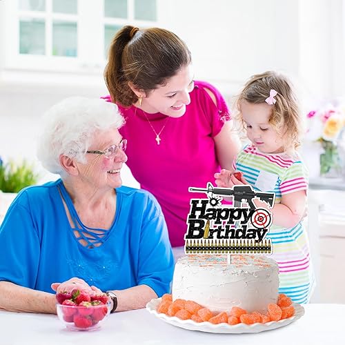 Miniatura 6 de Pistola pesada negra con purpurina para decoración de pastel de cumpleaños para decoración de cumpleaños para hombres y niños