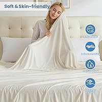 Vista 5 de OIGAE Cooling Blanket for Hot Sleepers - Soft & Lightweight Summer Cold Blanket for Night Sweats Perfect for Bed, Couch, Sofa (Beige, 50" x 70")
