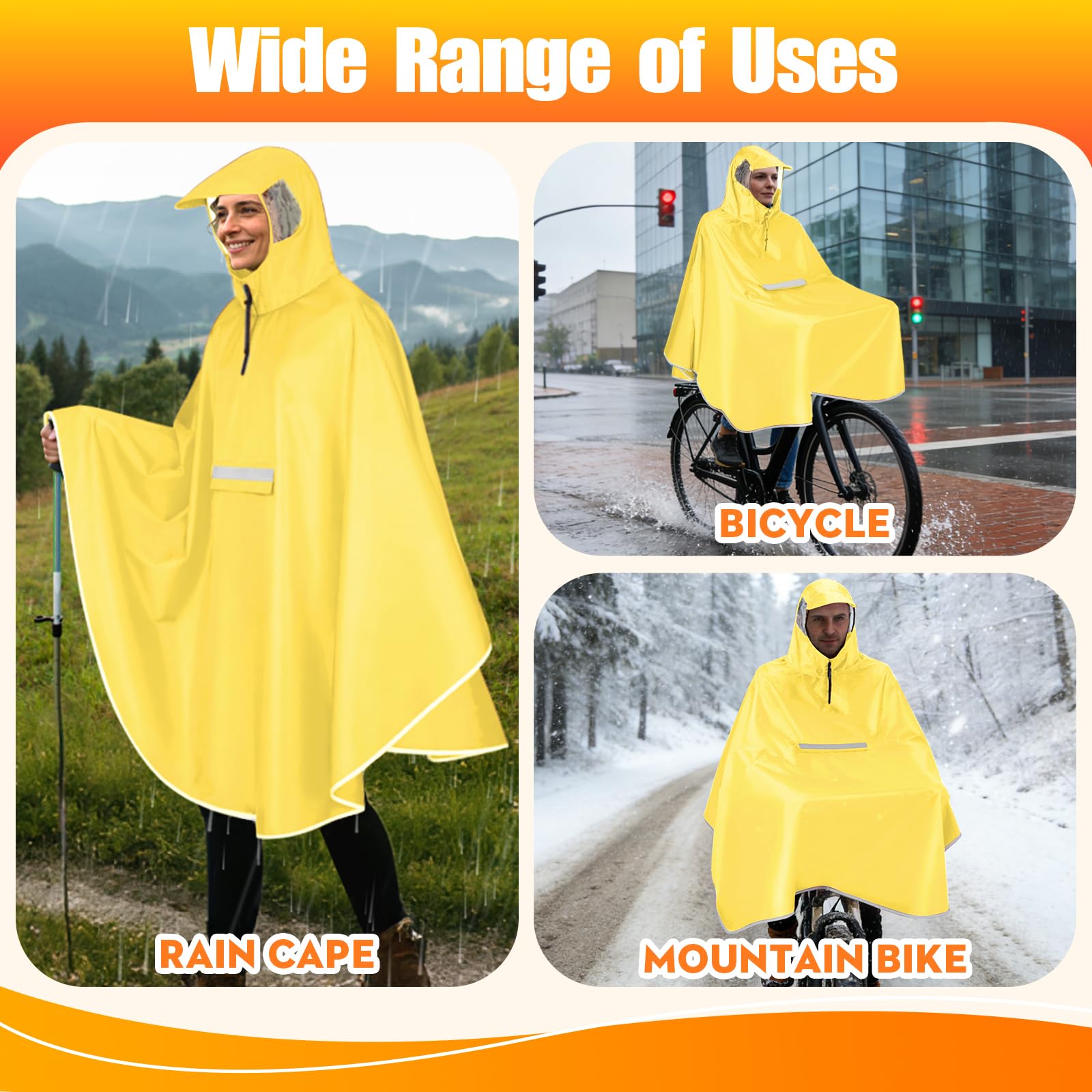 Mantella Antipioggia Ciclismo Leggero Impermeabile Poncho Bicicletta Portatile Poncho Bicicletta Unisex Impermeabile Bici Riflettente Per Bici Elettriche Moto