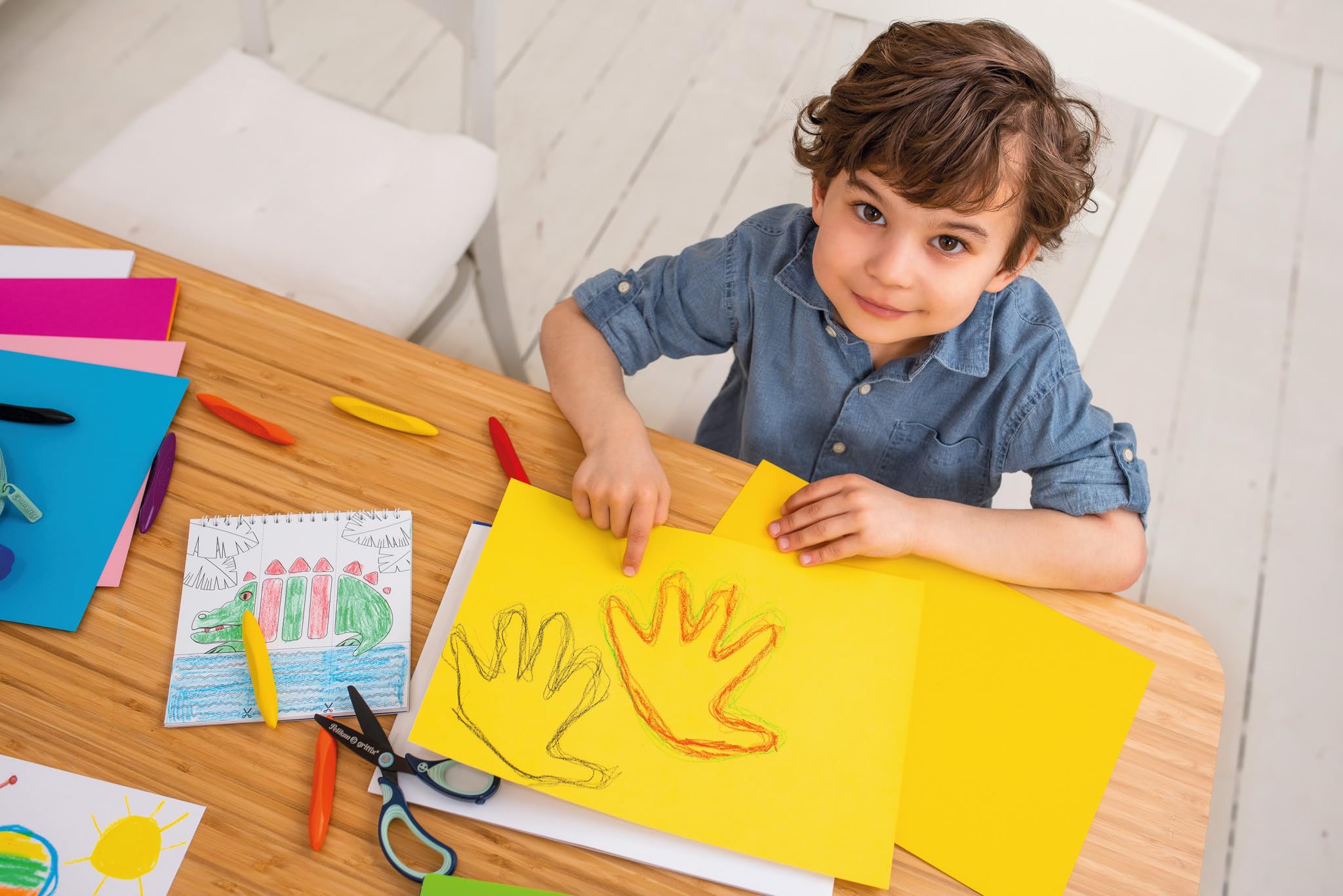 Pelikan, Griffix forbici con impugnatura ergonomica per mancini, sicure per i bambini, comode e resistenti Blue