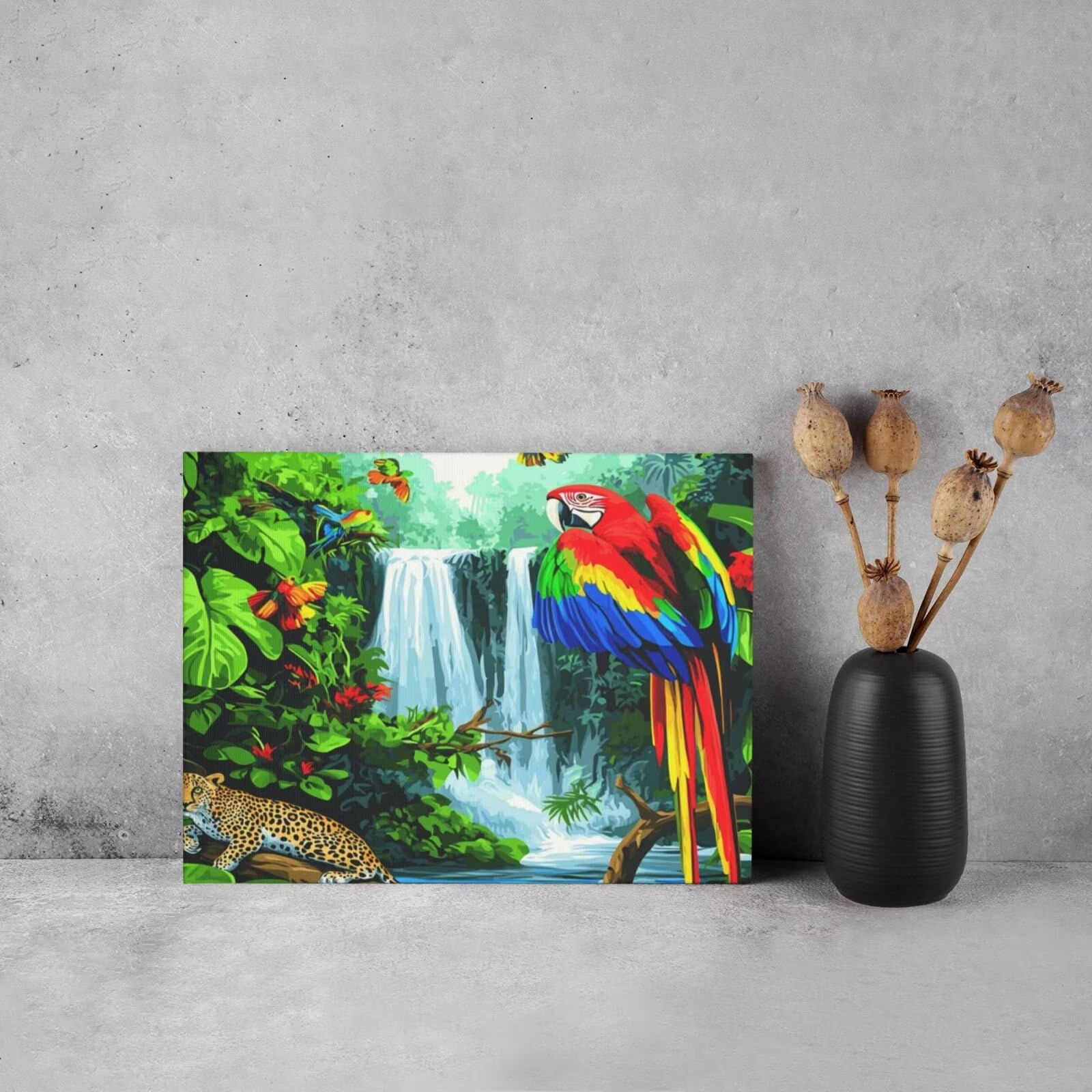 Malen-nach-Zahlen-Set für Erwachsene, Malen-nach-Zahlen-Set mit Papageien-Motiv, Acryl, Farbe nach Zahlen für Erwachsene/Anfänger, Ölgemälde, Basteln für Heimdekoration, 90 x 65 cm, ohne Rahmen) MK456